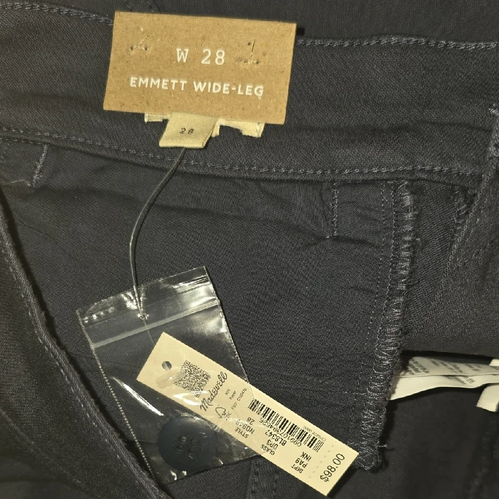 Madewell Women's Emmett Navy Wide Leg Pants - Picture 4 of 4